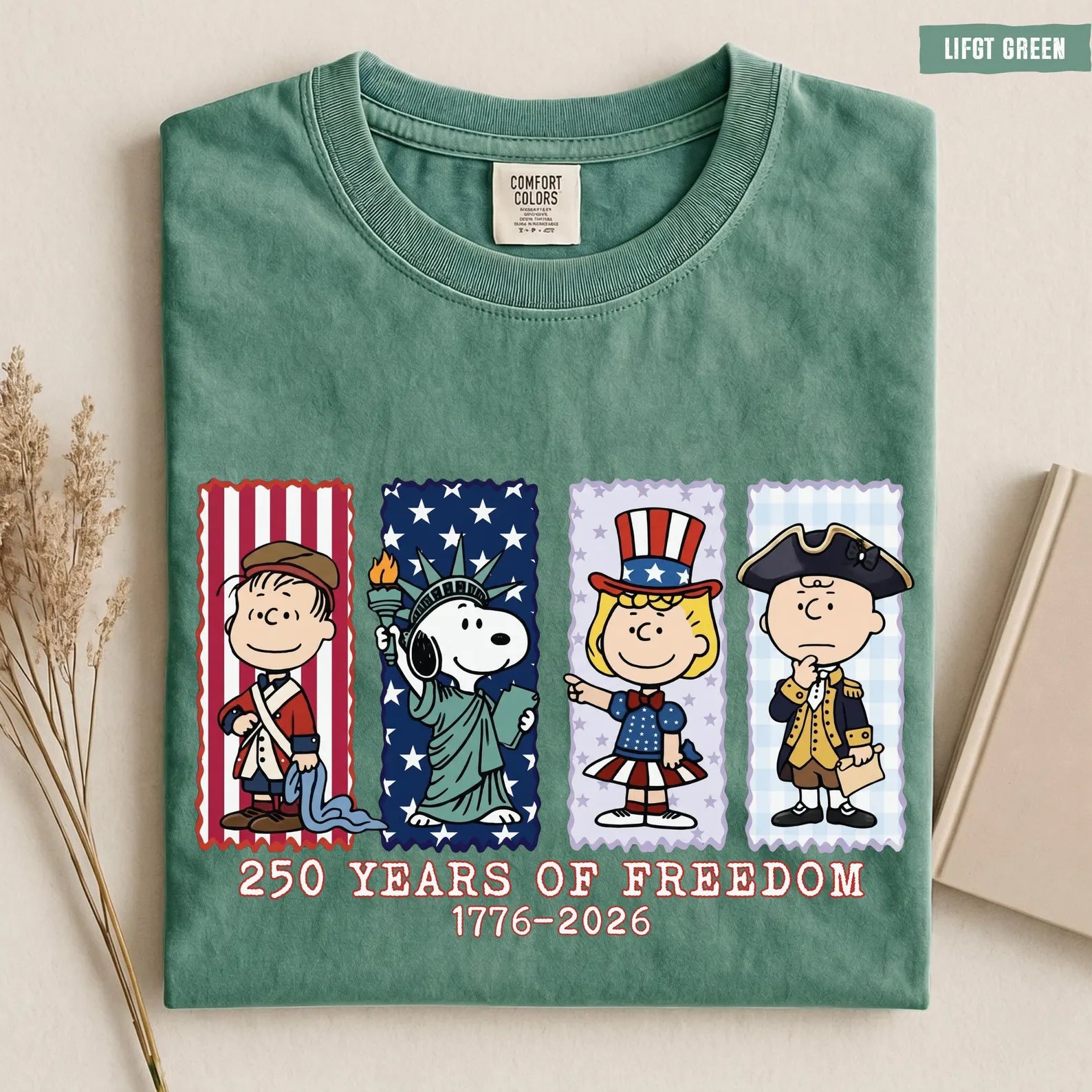 Patriotic 250 Years of Freedom Graphic T-Shirt, Vintage Americana Celebration Tee