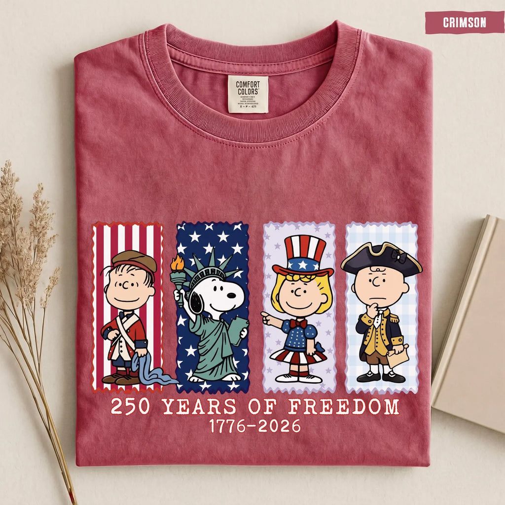 Patriotic 250 Years of Freedom Graphic T-Shirt, Vintage Americana Celebration Tee
