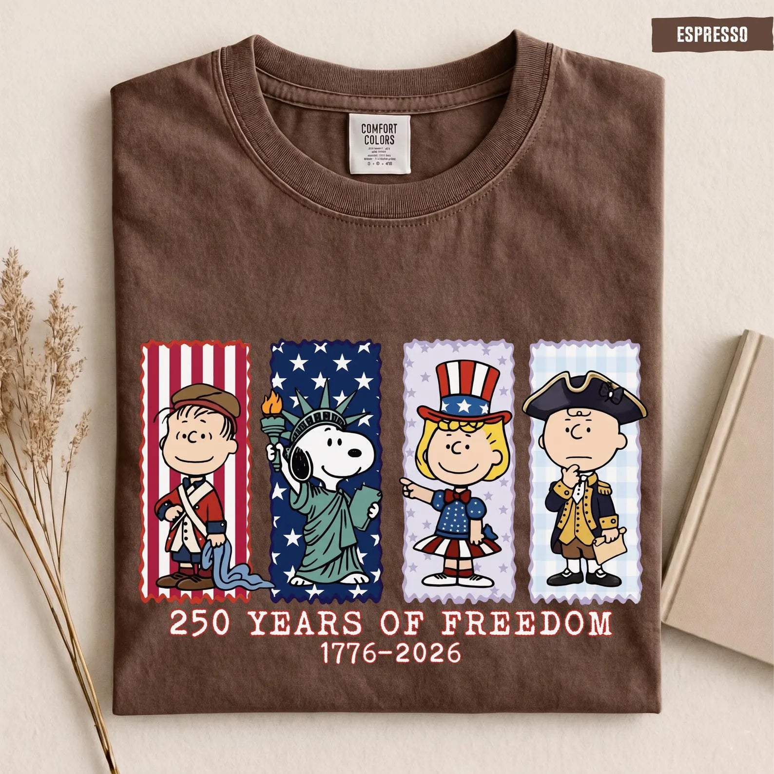 Patriotic 250 Years of Freedom Graphic T-Shirt, Vintage Americana Celebration Tee