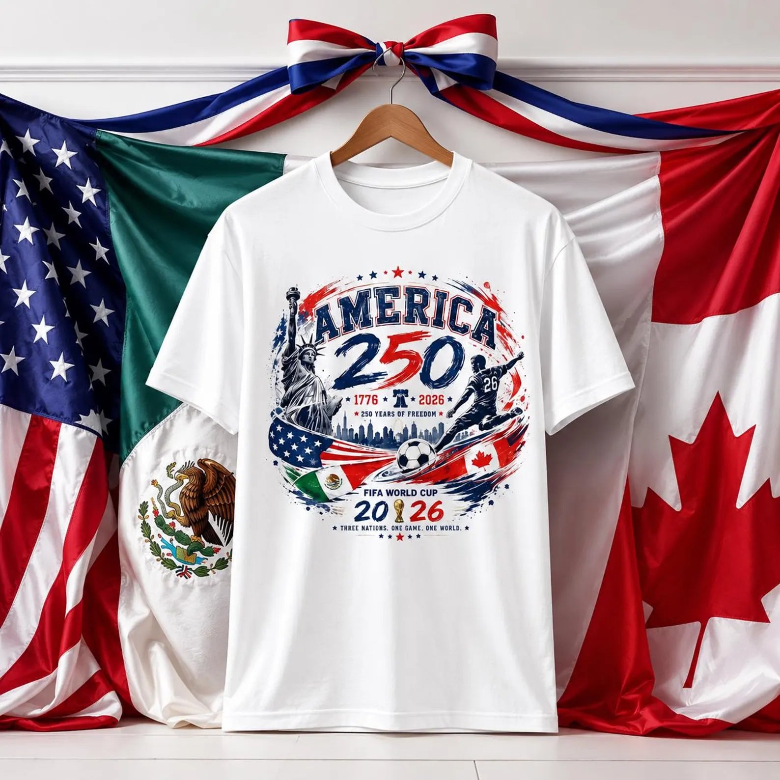 Patriotic Soccer Graphic Tee, 250th Anniversary USA Shirt, American Heritage Sports Tee