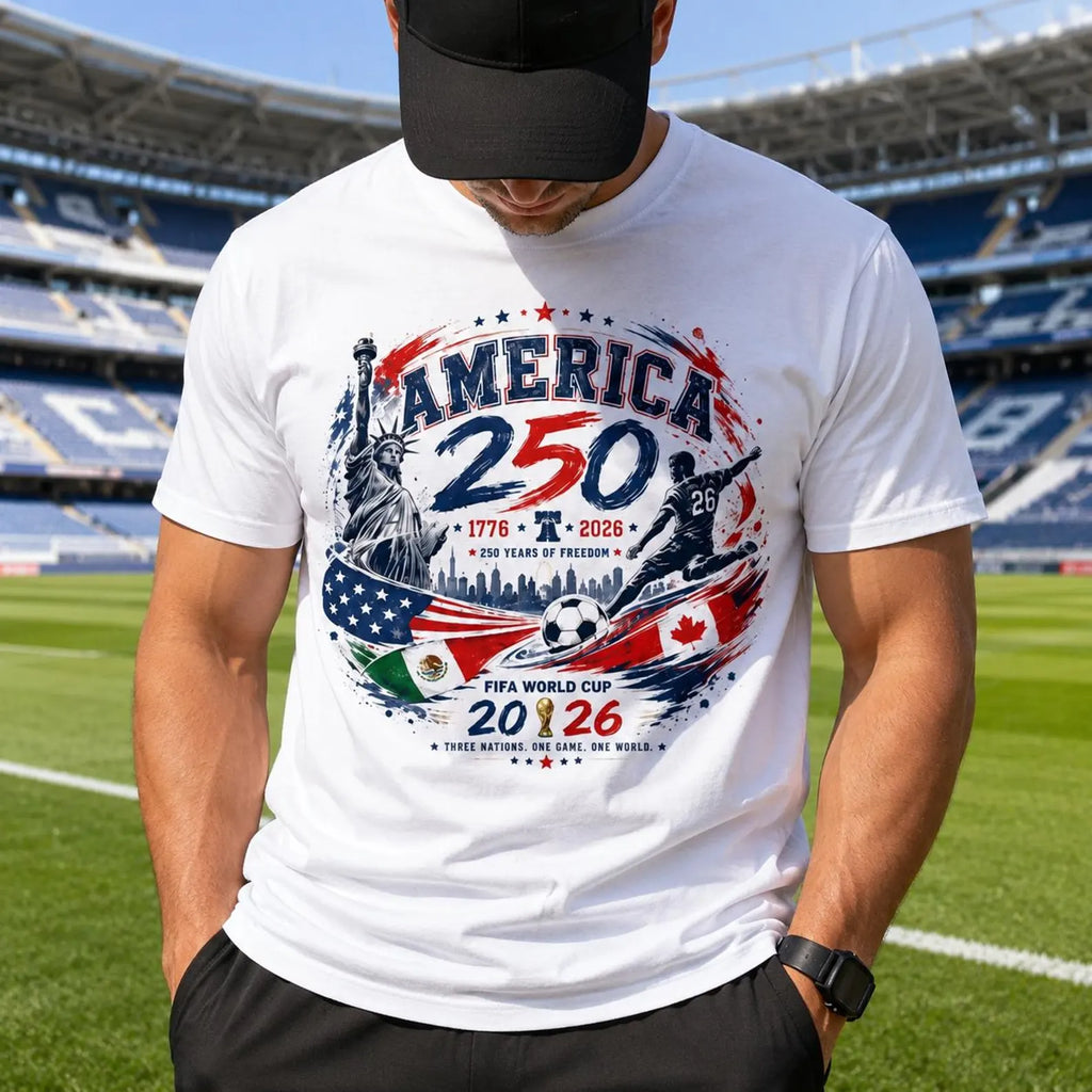 Patriotic Soccer Graphic Tee, 250th Anniversary USA Shirt, American Heritage Sports Tee