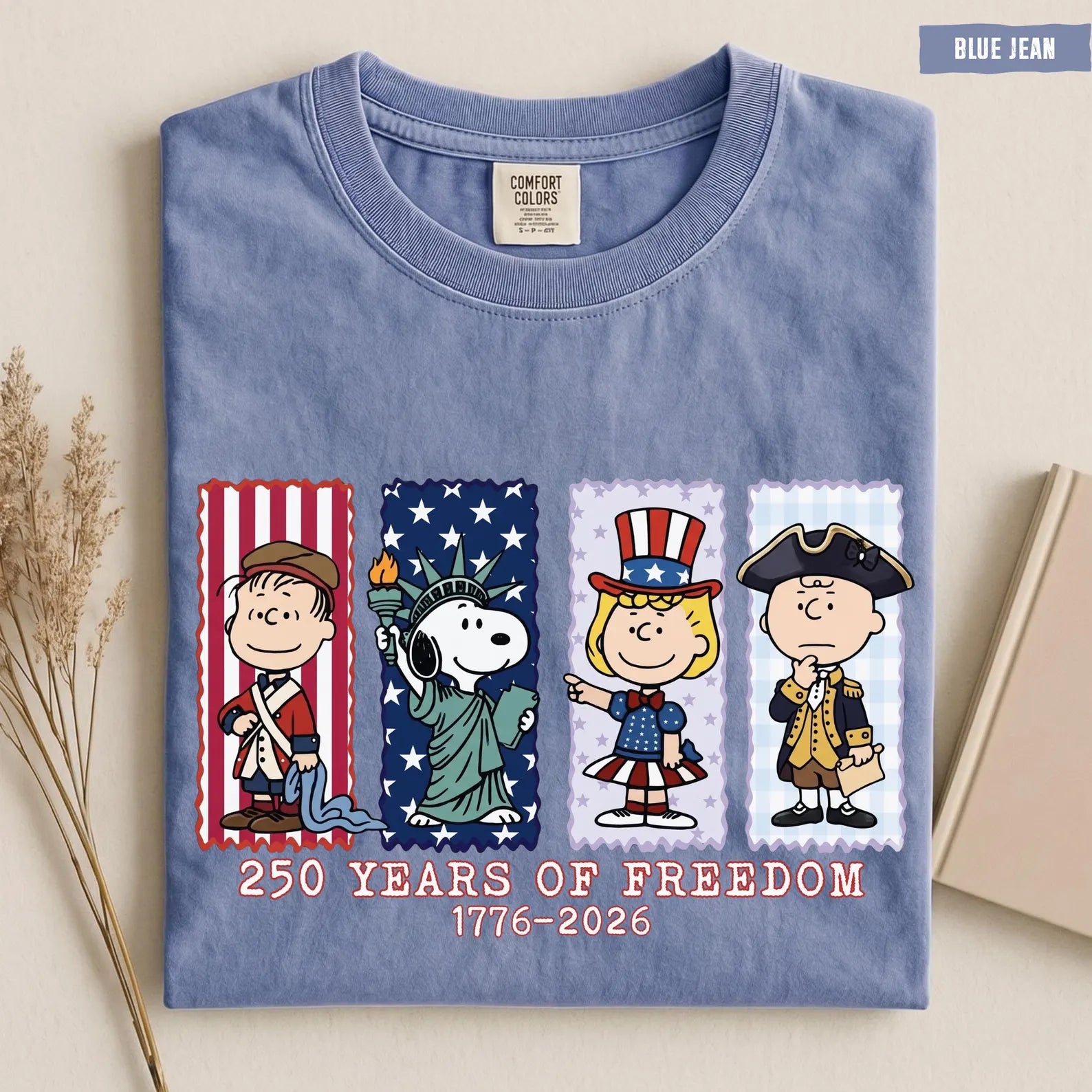 Patriotic 250 Years of Freedom Graphic T-Shirt, Vintage Americana Celebration Tee
