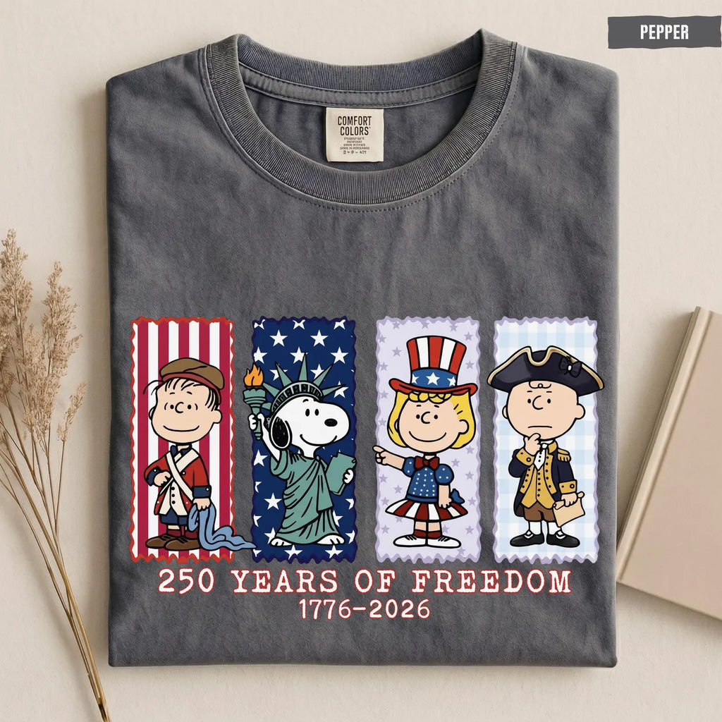 Patriotic 250 Years of Freedom Graphic T-Shirt, Vintage Americana Celebration Tee