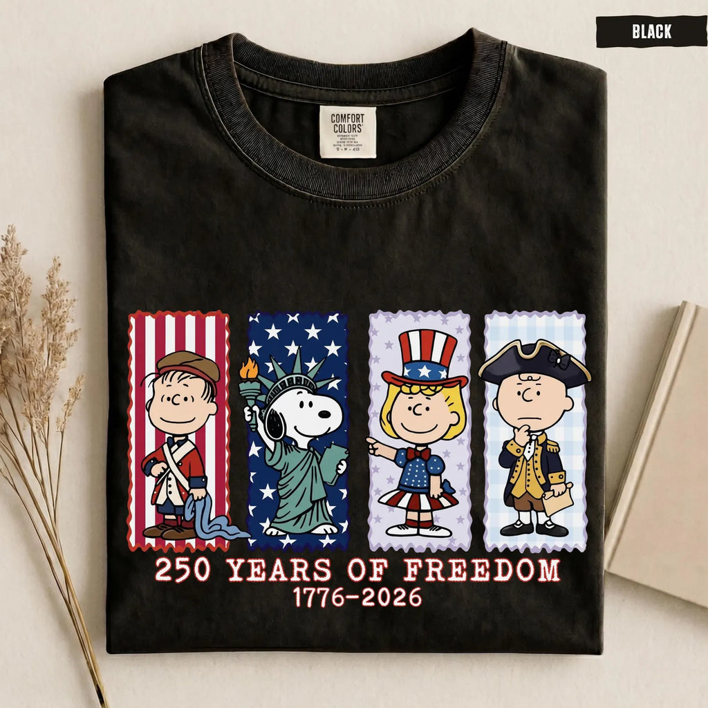 Patriotic 250 Years of Freedom Graphic T-Shirt, Vintage Americana Celebration Tee