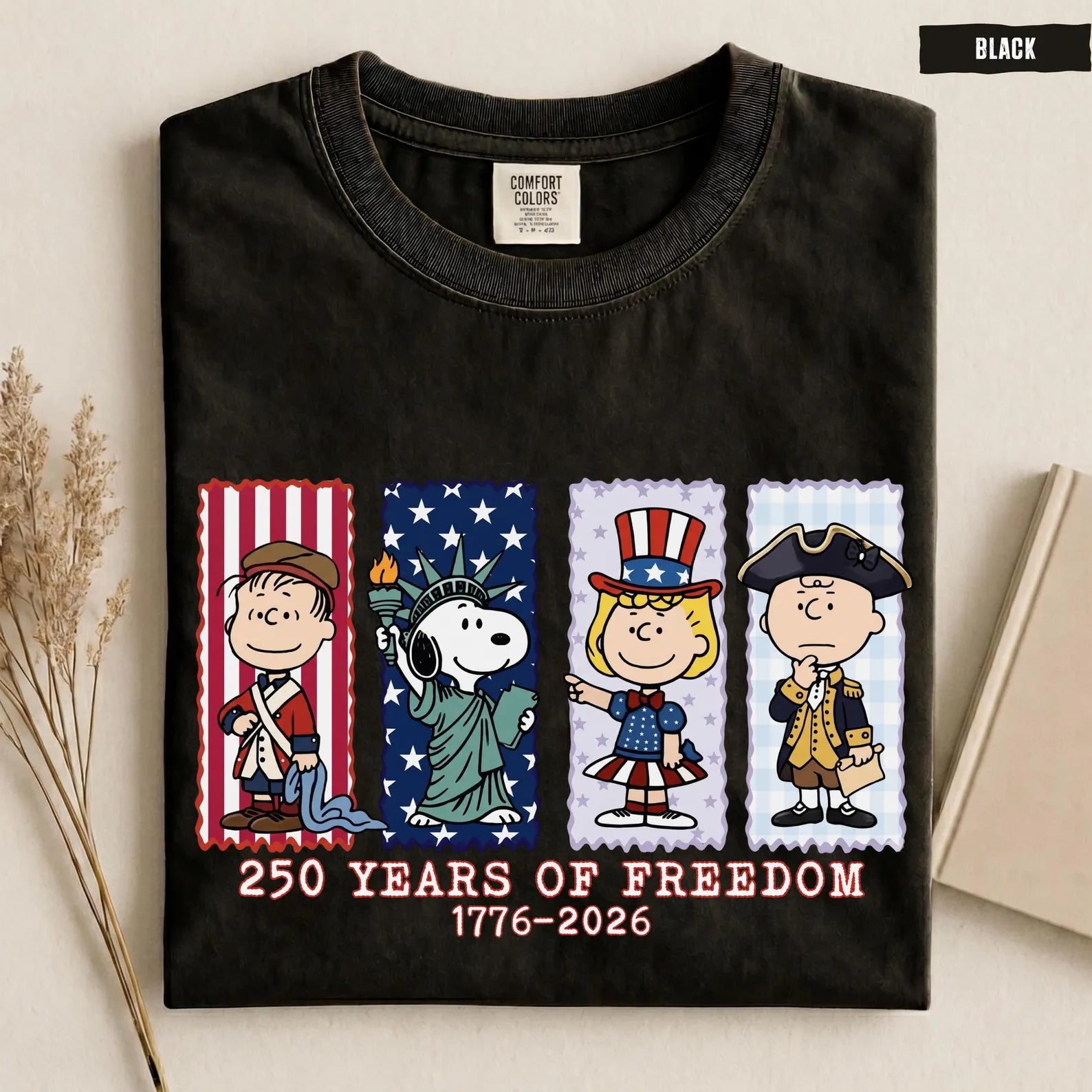 Patriotic 250 Years of Freedom Graphic T-Shirt, Vintage Americana Celebration Tee