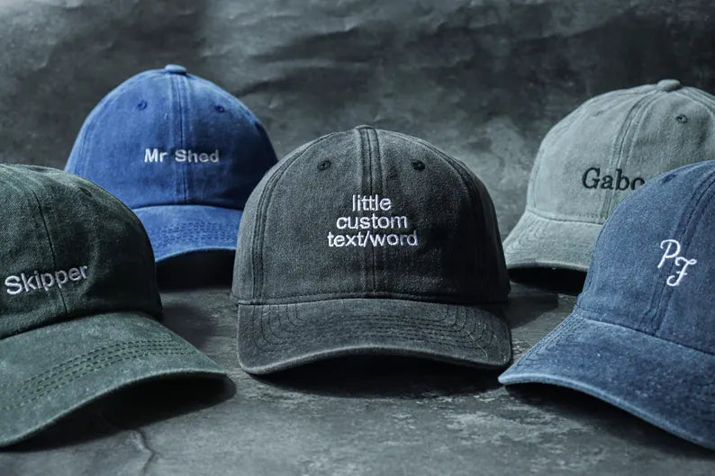 Custom Embroidered Dad Hat, Personalized Text Baseball Cap, Vintage Washed Unisex Custom Hat