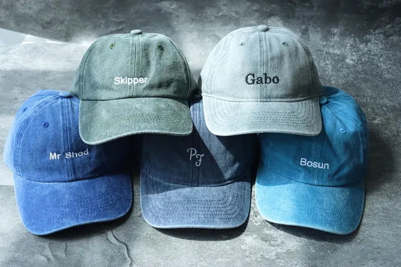 Custom Embroidered Dad Hat, Personalized Text Baseball Cap, Vintage Washed Unisex Custom Hat