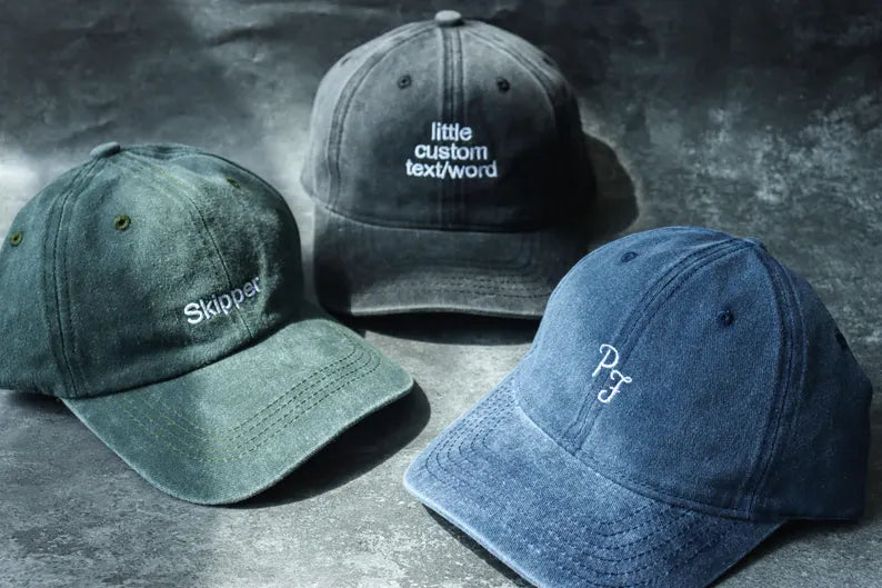 Custom Embroidered Dad Hat, Personalized Text Baseball Cap, Vintage Washed Unisex Custom Hat