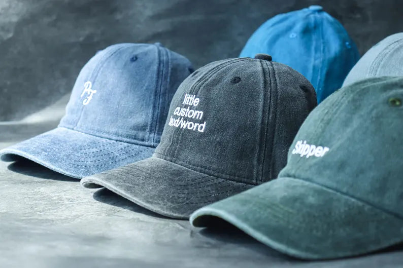 Custom Embroidered Dad Hat, Personalized Text Baseball Cap, Vintage Washed Unisex Custom Hat