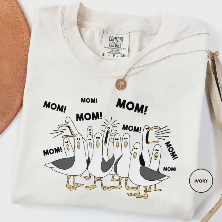 Funny Seagull Mom Graphic T-Shirt, Coastal Bird Humor Tee, Unisex Casual Summer Shirt