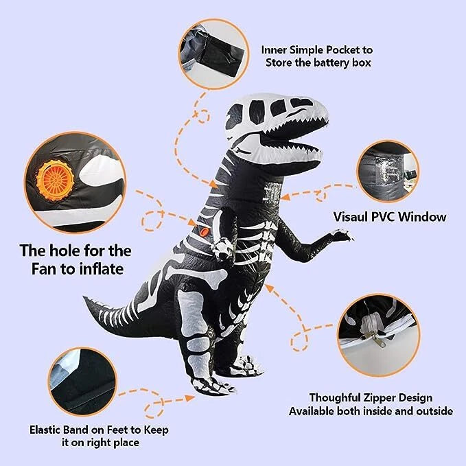 Inflatable Dinosaur Costume, Funny T-Rex Halloween Costume, Adult Dino Party Outfit
