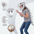 Dinosaur Skeleton Costume Hat, Plush T-Rex Skull Headpiece, Funny Dinosaur Dress Up Accessory for Kids and Adults
